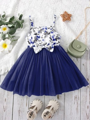 PONDAR Baby Girls Midi/Knee Length Party Dress(Multicolor, Sleeveless)