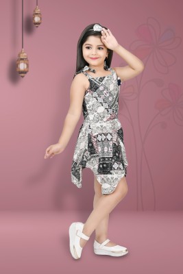 GLAMOUR WORLD GARMENTS Girls Midi/Knee Length Casual Dress(Multicolor, Sleeveless)