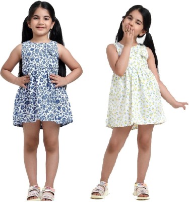 Macare Girls Mini/Short Casual Dress(Multicolor, Sleeveless)