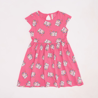 Pantaloons Junior Girls Calf Length Casual Dress(Pink, Half Sleeve)