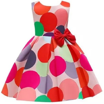 skyteria NA Girls Midi/Knee Length Party Dress(Red, Sleeveless)