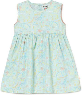 milou Indi Baby Girls Midi/Knee Length Casual Dress(Light Green, Sleeveless)
