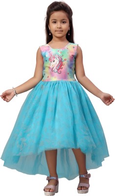 Billion Indi Girls Maxi/Full Length Party Dress(Blue, Sleeveless)