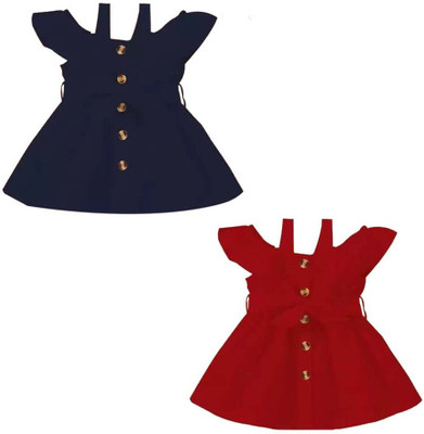 styleart Baby Girls Below Knee Festive/Wedding Dress(Dark Blue, Cap Sleeve)