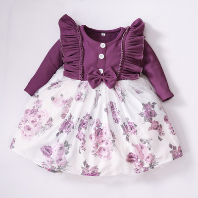 PAESANO ENTREPRISE Baby Girls Midi/Knee Length Casual Dress(Purple, Full Sleeve)