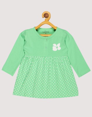 babeezworld Baby Girls Midi/Knee Length Casual Dress(Green, Full Sleeve)