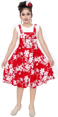 Celebrity Club Girls Midi/Knee Length Festive/Wedding Dress(Multicolor, Sleeveless)