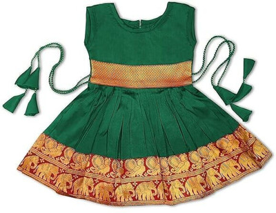 jahee Baby Girls Midi/Knee Length Festive/Wedding Dress(Green, Sleeveless)