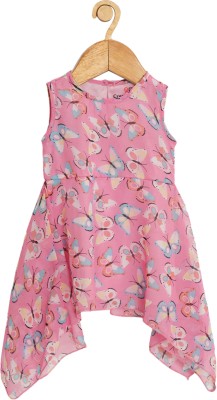 CREATIVE KID'S Girls Midi/Knee Length Casual Dress(Pink, Sleeveless)