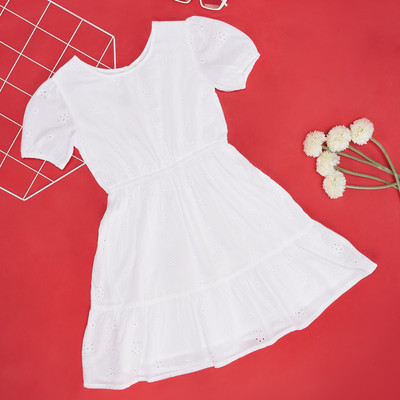 Pantaloons Junior Girls Below Knee Casual Dress(Pink, Half Sleeve)