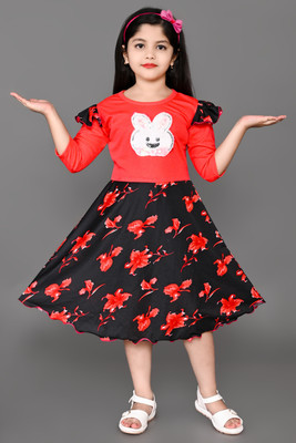 SFC FASHION Girls Below Knee Party Dress(Multicolor, 3/4 Sleeve)