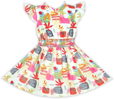Snazzygirl Indi Girls Midi/Knee Length Casual Dress(Multicolor, Cap Sleeve)
