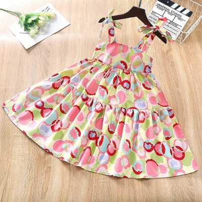 Royal View Indi Girls Midi/Knee Length Casual Dress(Multicolor, Sleeveless)