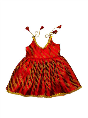 Lavnya Boutique Indi Baby Girls Midi/Knee Length Festive/Wedding Dress(Red, Noodle strap)