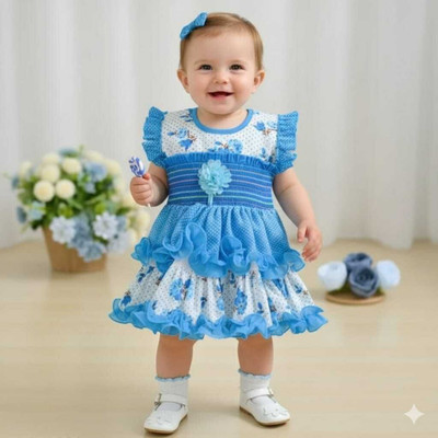 sandrfashion Baby Girls Above Knee Casual Dress(Pink, Sleeveless)