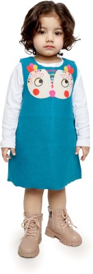 goofy styles Girls Midi/Knee Length Casual Dress(Blue, Full Sleeve)