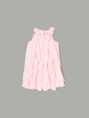 Fame Forever by Lifestyle Girls Midi/Knee Length Casual Dress(Pink, Sleeveless)