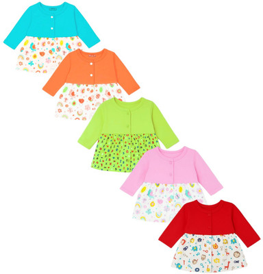 SMILEY APPU CLOTHING Indi Girls Below Knee Casual Dress(Multicolor, Full Sleeve)
