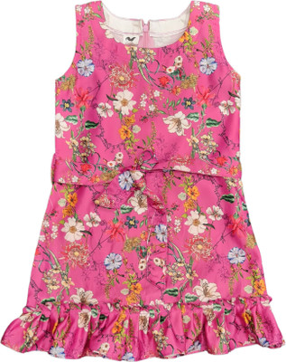MUMMASCHOICE Girls Above Knee Casual Dress(Pink, Sleeveless)