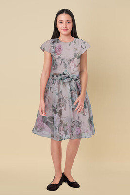 Allen Solly Girls Midi/Knee Length Casual Dress(Multicolor, Short Sleeve)
