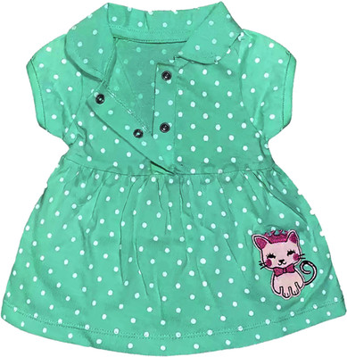 Paryag Baby Girls Midi/Knee Length Casual Dress(Green, Short Sleeve)