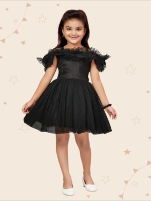 Kidotsav Indi Girls Above Knee Party Dress(Black, Sleeveless)