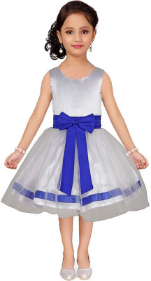 Wish littlle Girls Midi/Knee Length Party Dress(White, Sleeveless)