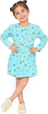 Mi Arcus Indi Baby Girls Midi/Knee Length Casual Dress(Blue, Full Sleeve)