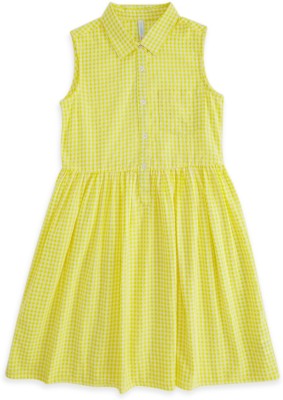 Pantaloons Junior Girls Midi/Knee Length Casual Dress(Yellow, Sleeveless)