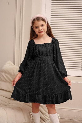 PASSION JUMP Girls Above Knee Festive/Wedding Dress(Black, Full Sleeve)