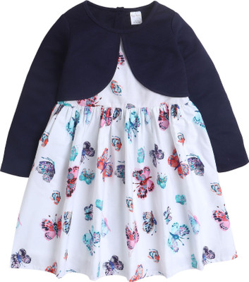 FUNSHINE Indi Girls Midi/Knee Length Casual Dress(Dark Blue, Full Sleeve)