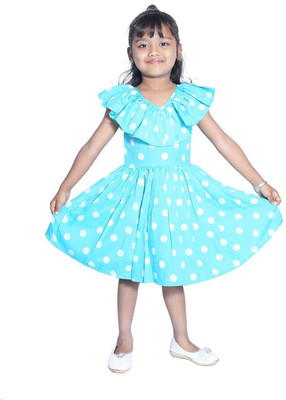 Wish littlle Girls Midi/Knee Length Party Dress(Blue, Sleeveless)