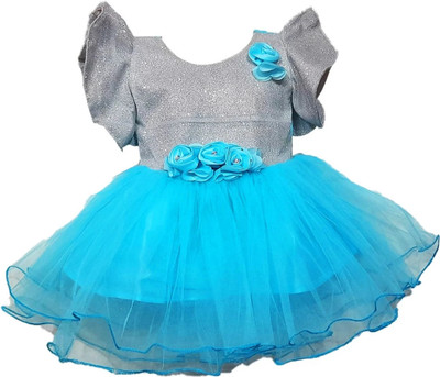 ARUNA CREATIONn Baby Girls Midi/Knee Length Party Dress(Multicolor, Short Sleeve)