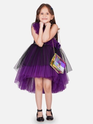 Toy Balloon Kids Girls Midi/Knee Length Party Dress(Purple, Sleeveless)