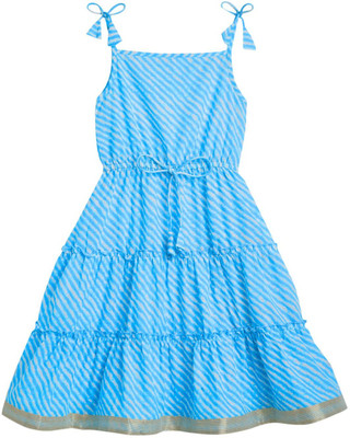 Cub McPaws Girls Below Knee Festive/Wedding Dress(Blue, Sleeveless)