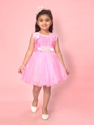 Aarika Indi Baby Girls Midi/Knee Length Party Dress(Pink, Sleeveless)