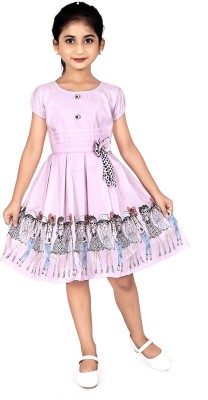 Fabangel Girls Midi/Knee Length Casual Dress(Pink, Short Sleeve)