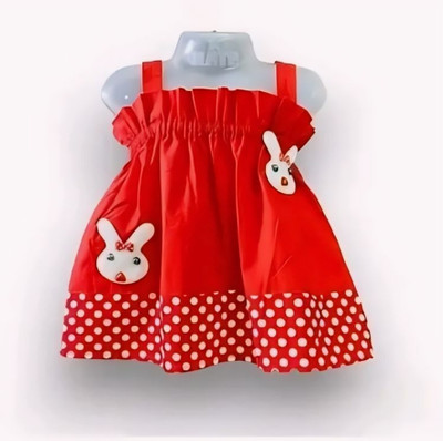 LITTLE MAMA Baby Girls Midi/Knee Length Casual Dress(Red, Sleeveless)