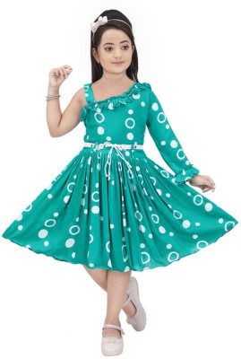 LINK KWALITY Girls Midi/Knee Length Casual Dress(Green, Full Sleeve)