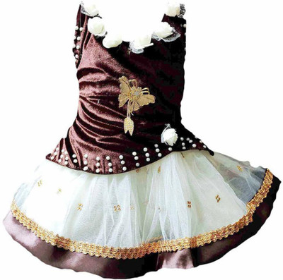 STUMBLE FASHION Baby Girls Midi/Knee Length Festive/Wedding Dress(Brown, Sleeveless)