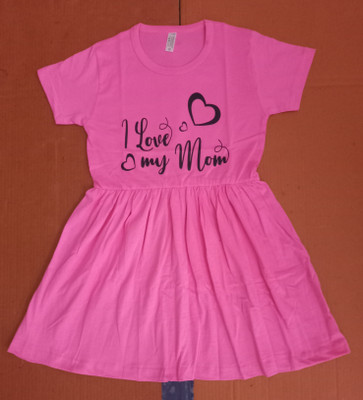 New Ladies Zone Girls Below Knee Casual Dress(Pink, Half Sleeve)