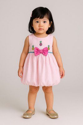 Oliver & Sophie Girls Midi/Knee Length Casual Dress(Pink, Sleeveless)