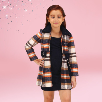 Cutecumber Indi Girls Above Knee Casual Dress(Blue, Full Sleeve)