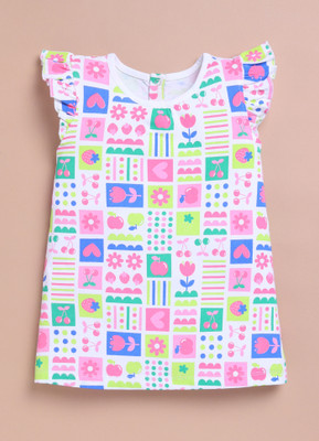 LIL KNOTS Girls Midi/Knee Length Casual Dress(White, Fashion Sleeve)