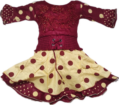 AGFashion Baby Girls Midi/Knee Length Casual Dress(Multicolor, 3/4 Sleeve)