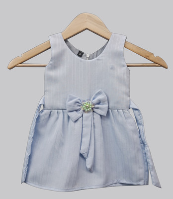 Nishideek Fashion Indi Girls Midi/Knee Length Casual Dress(Light Blue, Sleeveless)