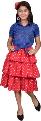 MYKUKI Girls Calf Length Casual Dress(Red, Sleeveless)