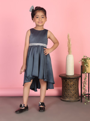 Toy Balloon Kids Baby Girls Maxi/Full Length Party Dress(Grey, Sleeveless)