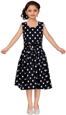 Wish Littles Girls Below Knee Casual Dress(Black, Sleeveless)