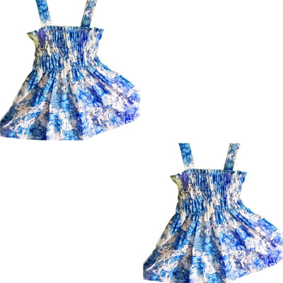 ARADHYA FASHION WORLD Indi Girls Midi/Knee Length Casual Dress(Blue, Sleeveless)